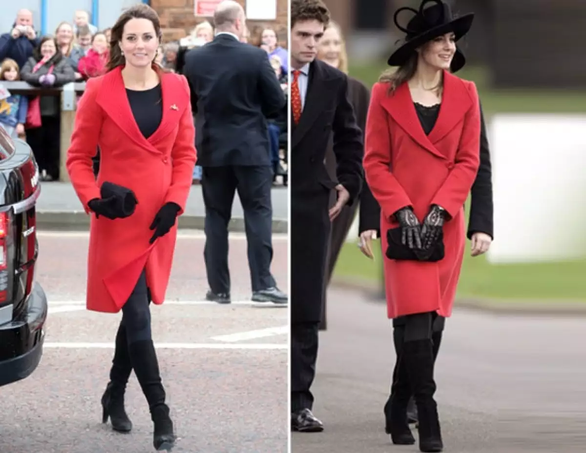 Un abrigo Versace rojo que utilizó hace casi siete años hizo lucir a la próxima mamá real verdaderamente encantadora durante una serie de actividades en Escocia.