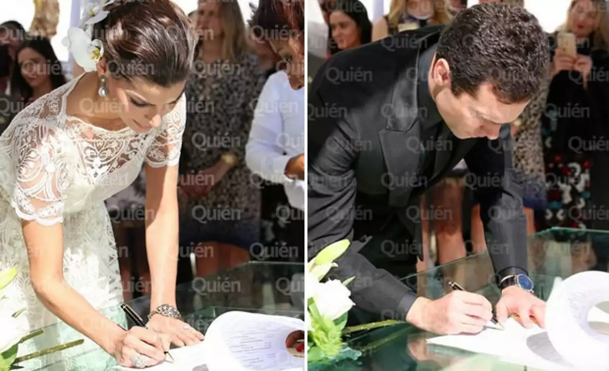 Emocionados, los ahora esposas firmaron las actas de matrimonio.