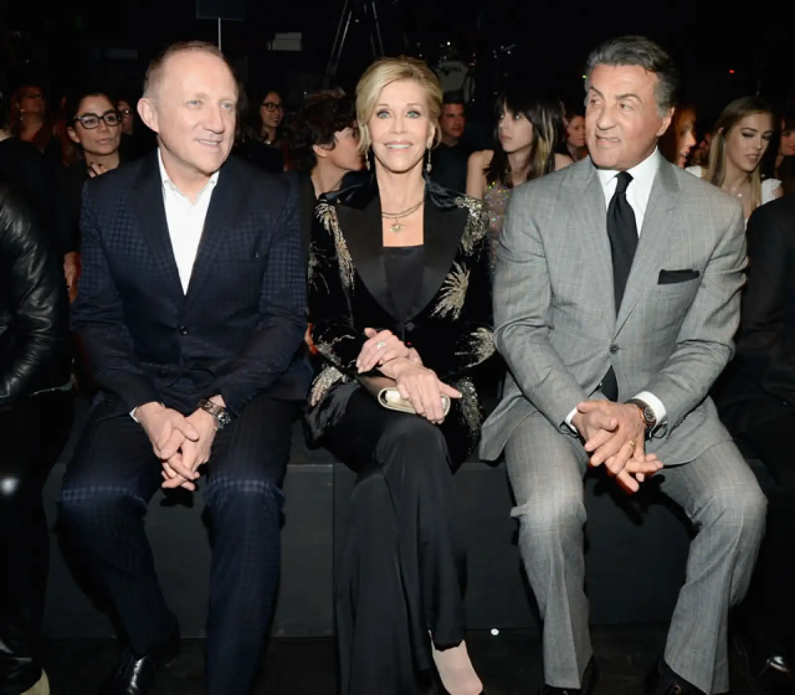 Sylvester Stallone al lado de Jane Fonda y François Pinault.
