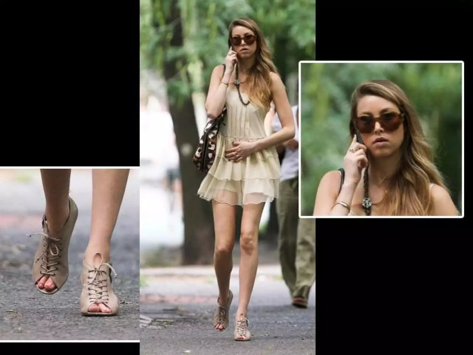 Caminando por Nueva York, Withney Port va súper trendy con un vestidito ´nude´, un tono que viene mucho esta temporada.