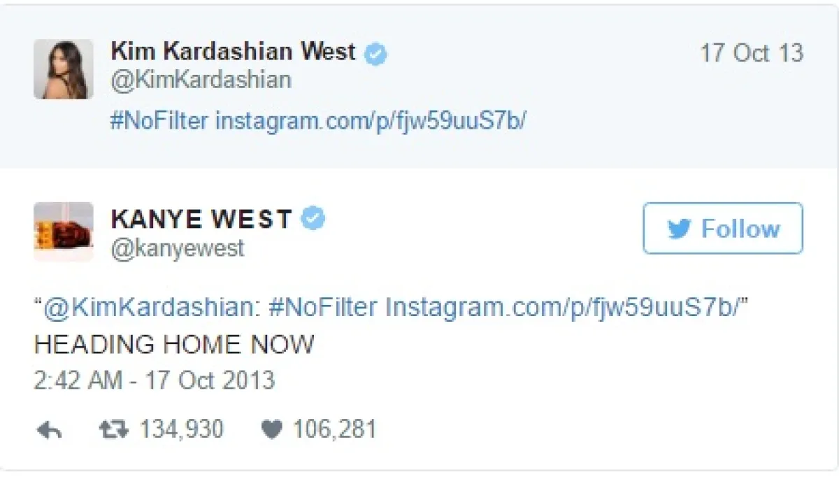 Esto fue lo que Kanye respondió casi inmediatamente del post de su esposa.
