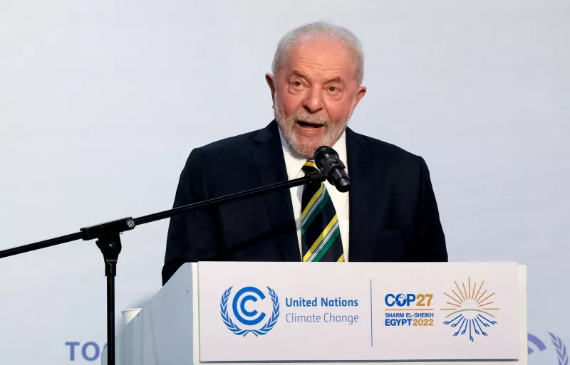 El presidente electo de Brasil, Luiz Inácio Lula da Silva, habla acerca de la Amazonia durante la cumbre climática COP27 en Sharm el-Sheij, Egipto. 