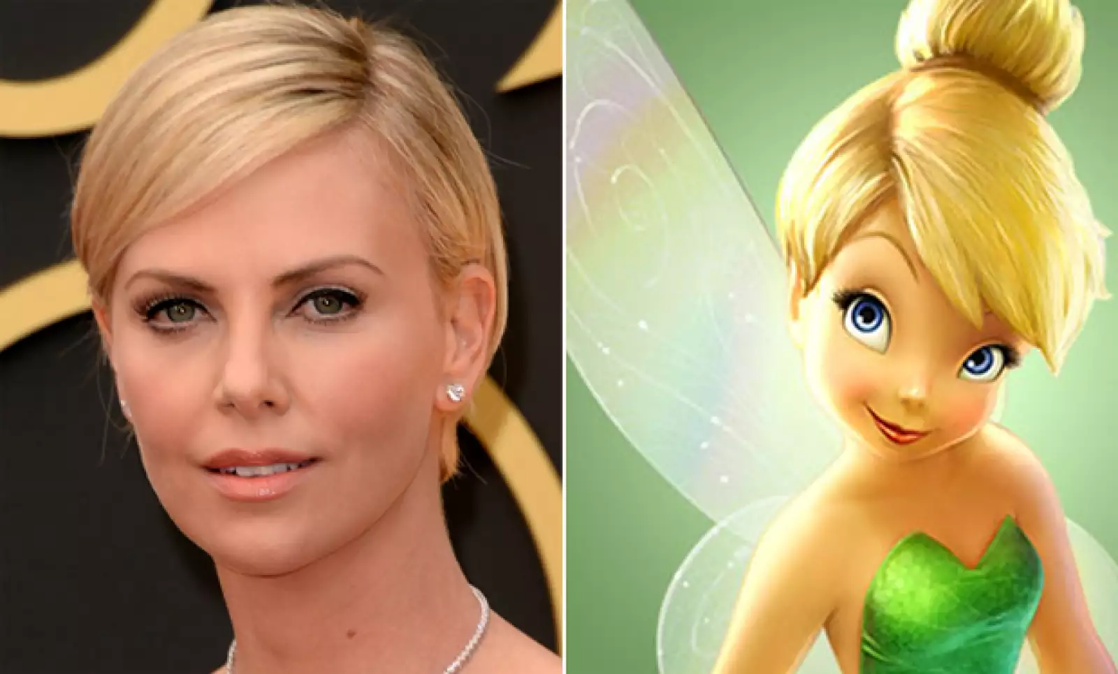 La guapa Charlize Theron no podría parecerse a alguien menos bonita que Tinkerbell. La actitud sin embargo, es mejor en la ganadora del Oscar.
