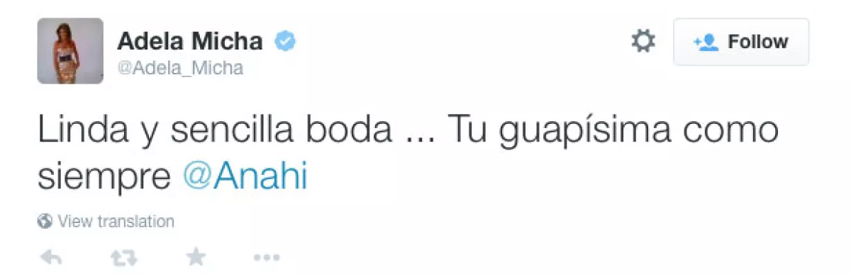 Adela también aprovechó la oportunidad para felicitar a la pareja.