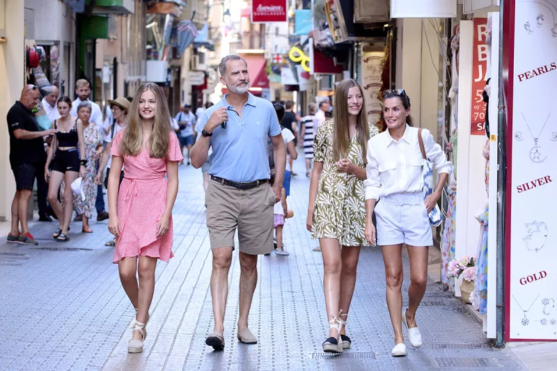 Spanish Royals Walk Through The Center Of Palma de Mallorca