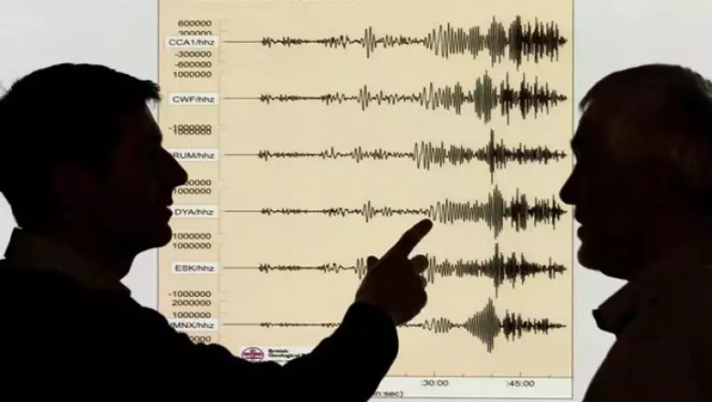 Sismólogos del British Geological Survey señalan el momento exacto en que el terremoto se registró.