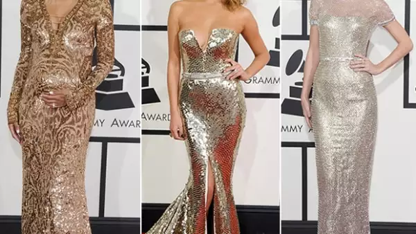 Brillantes lentejuelas, dorados intensos y mallas metálicas, fueron los elementos protagonistas en la red carpet de los Grammy 2014. ¿Quién usó esta tendencia?