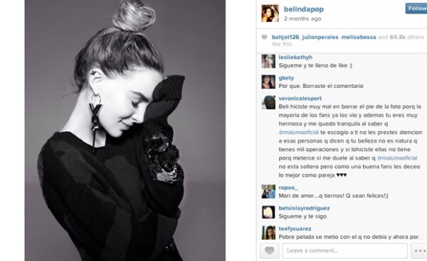 El texto que acompañaba a la foto ya no se puede ver en su cuenta de Instagram.