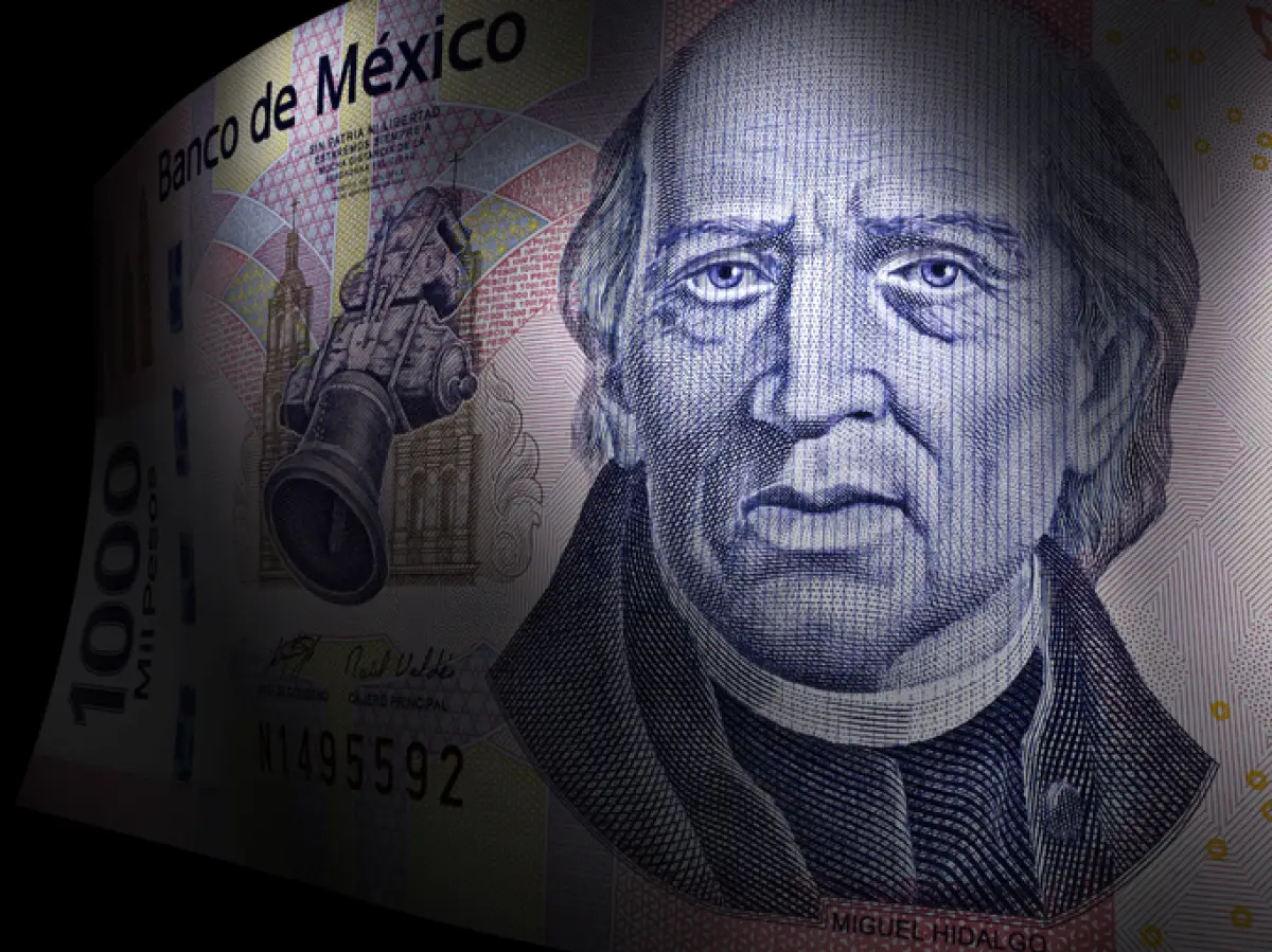 Miguel Hidalgo's close up in a thousand pesos bill