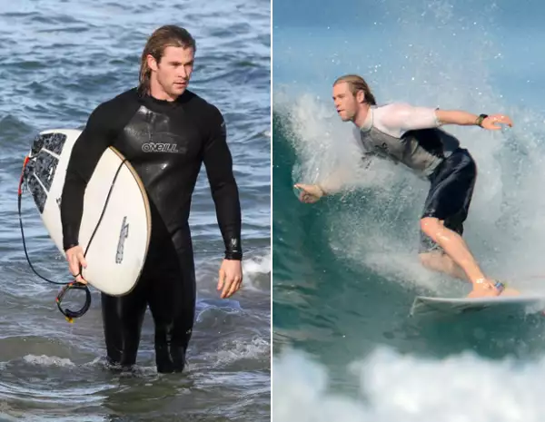 Chris dominando las olas, el surf es uno de sus hobbies favoritos.