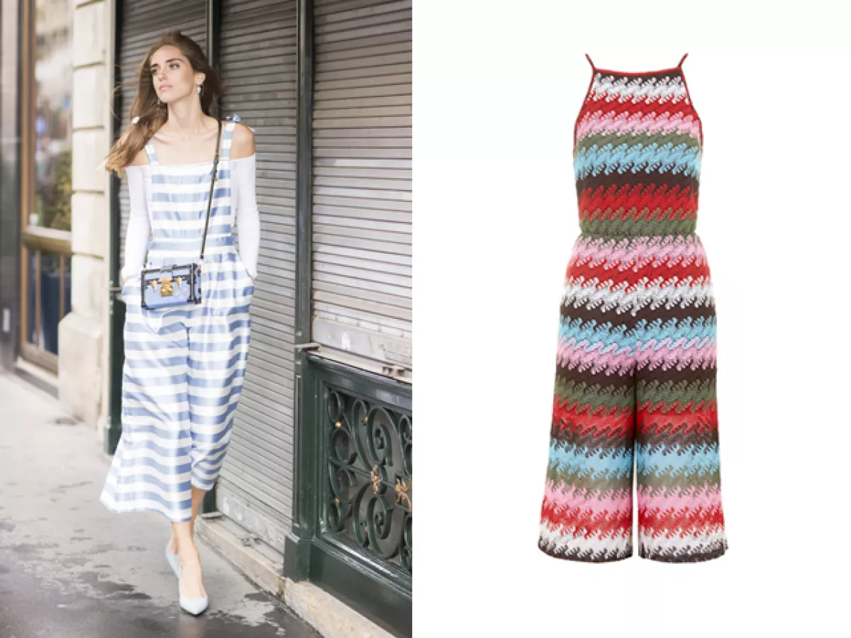 Chiara Ferragni en un jumpsuit culotte. Pieza de Topshop.