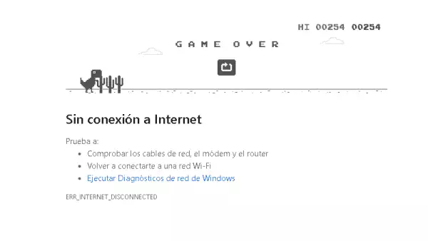Juego del dinosaurio sin internet de Google