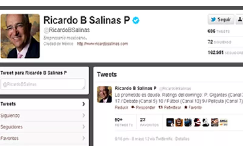 Ricardo Salinas Pliego, dueño de TV Azteca, twitteó los ratings. (Foto tomada de Twitter)