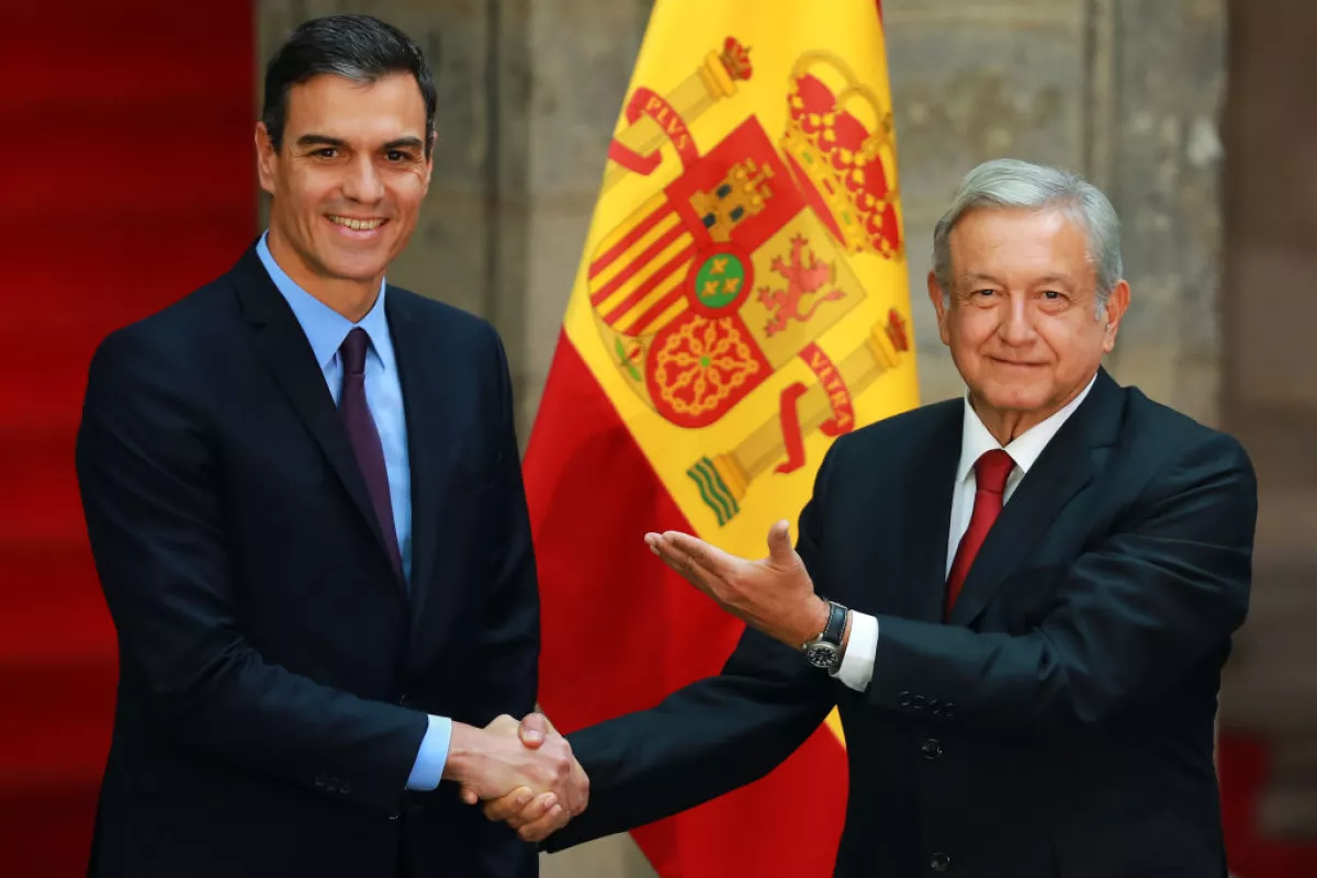 Andres Manuel Lopez Obrador Meets Pedro Sanchez Perez-Castejon Prime Minister of Spain