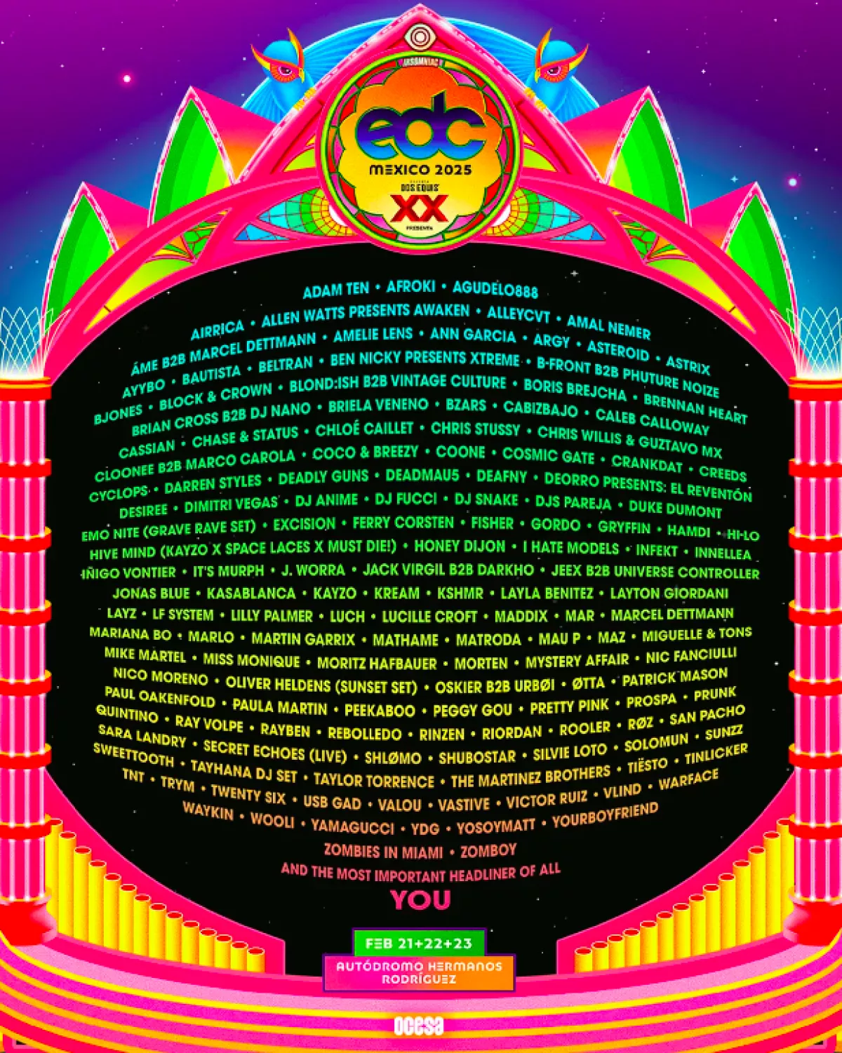cartel completo del EDC México 2025 