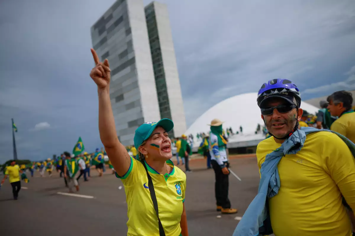 Supporters of Brazil's former President Jair Bolsonaro demonstrate against President Luiz Inacio Lula da Silva, in Brasilia