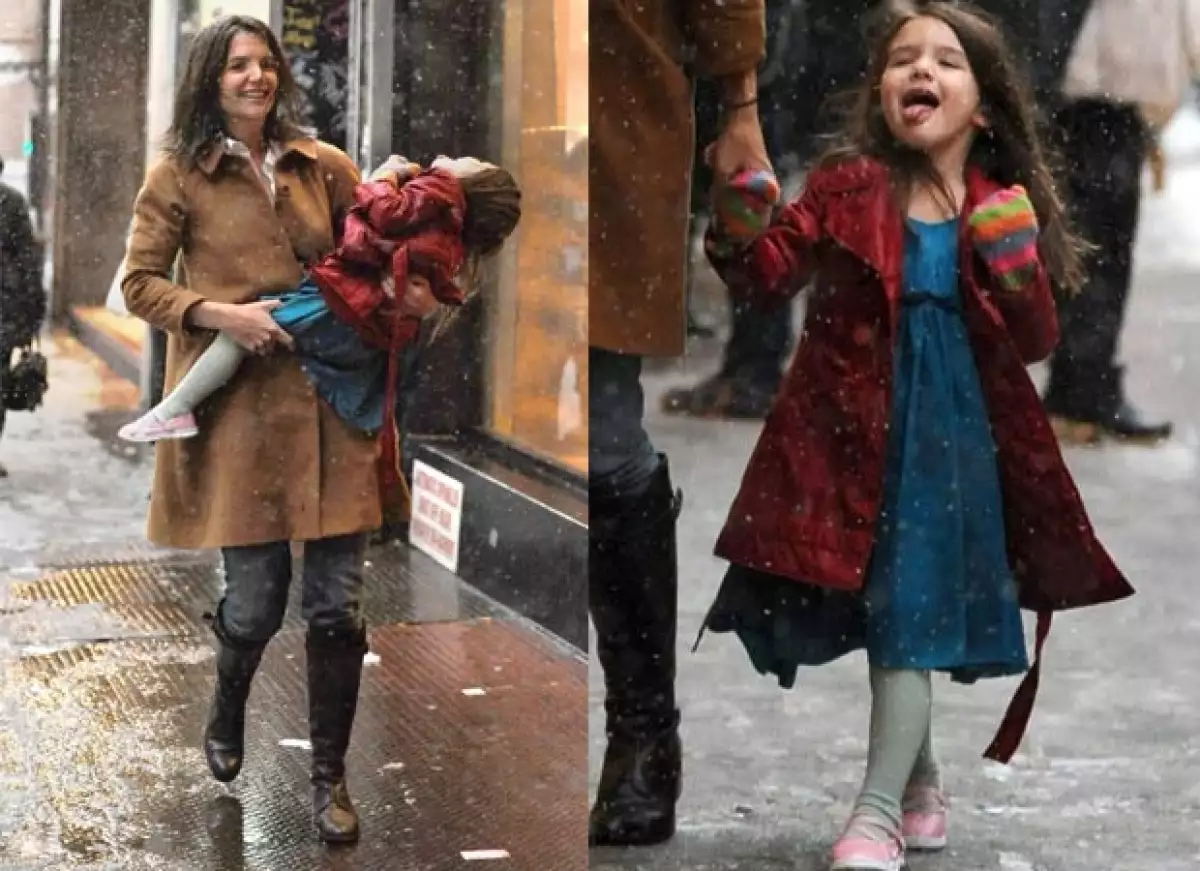 Las nevadas en la parte noreste de Estados Unidos no impidieron que Katie Holmes y su hija salieran de compras y a comer en Nueva York.