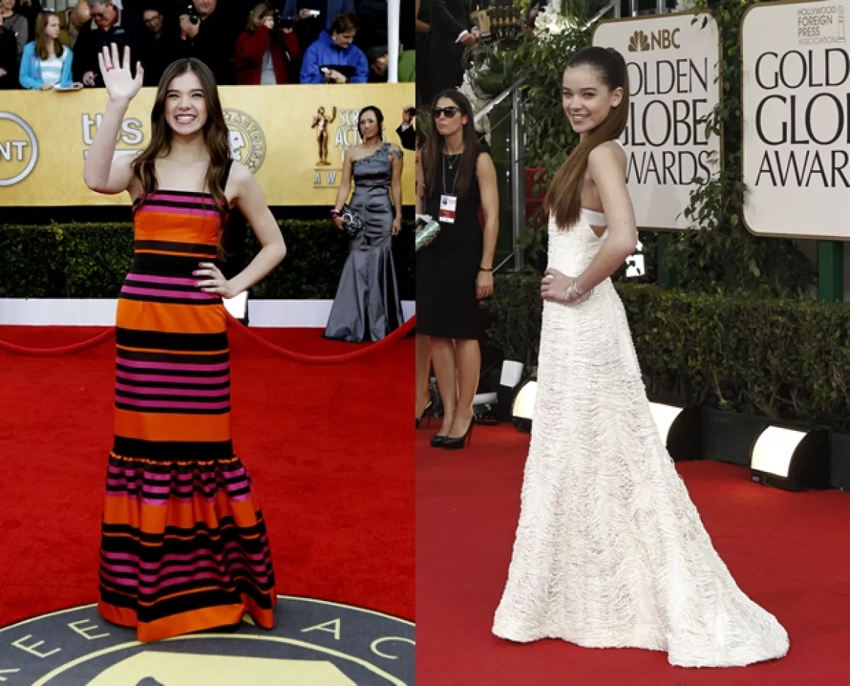 Su estilo es perfecto para su edad: aquí en los Screen Actors Guild (izq.) vestida de Prada, y en los Golden Globes (der.), usando un vestido de Prabal Gurung.