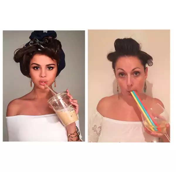 Celeste comenzó desde hace unos meses a publicar fotografías en las que imita y se burla de las celebridades.