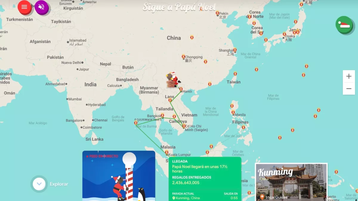 Recorrido de Santa Claus en vivo 2025: sigue por dónde viene con el tracker de Google 