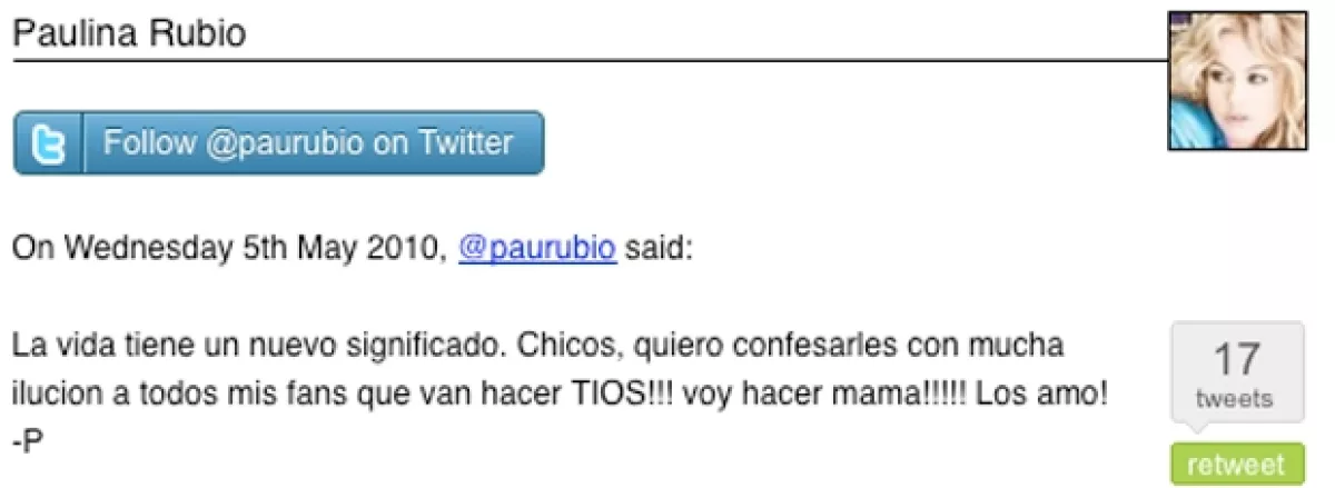 La artista no tardó en dar la noticia a través de Twitter.