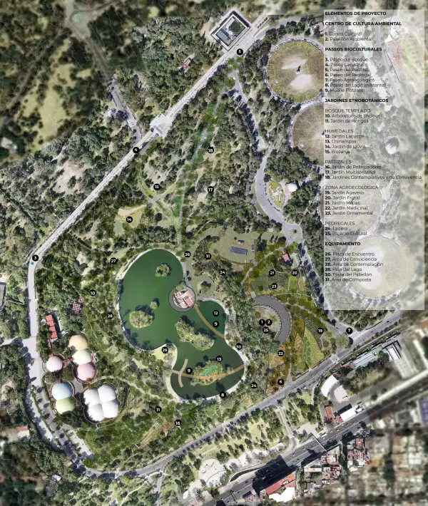 PLANTA GENERAL DE Centro de Cultura Ambiental y Jardines Etnobot´ánicos del nuevo Bosque de Chapultepec