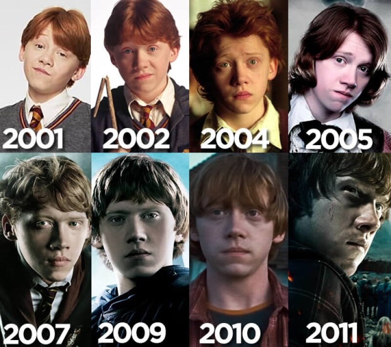 La evolución del personaje de Ron Weasley, interpretado por Rupert Grint.