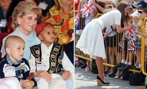Diana era muy apegada a los niños y en cada visita que realizaba no dudaba en saludar a los pequeños, tal como ahora lo hace Kate.