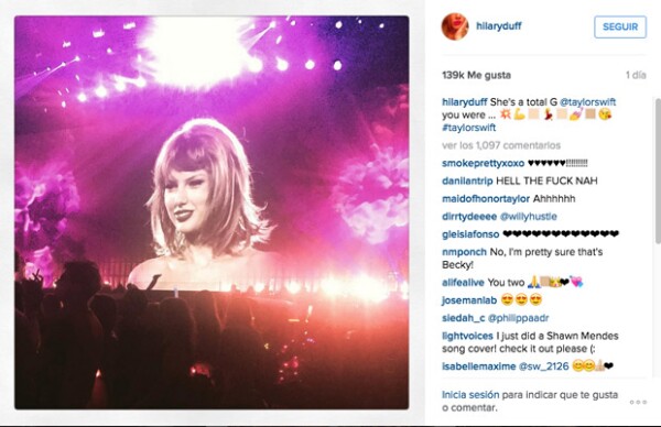 Hilary Duff, al igual que Salma, también mostró lo bien que la había pasado y lo impresionada que estaba por Taylor.