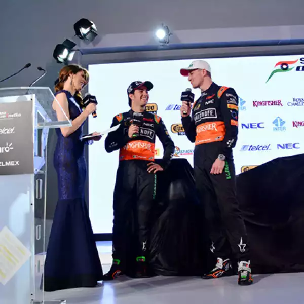 María José Rojas,Checo Pérez y Nico Hulkenberg.