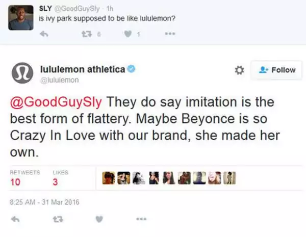 Tweets de Lululemon en respuesta a los fans