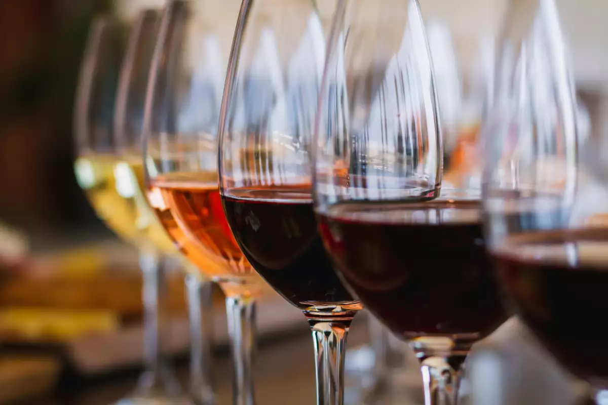 Copas con diferentes tipos de vino.