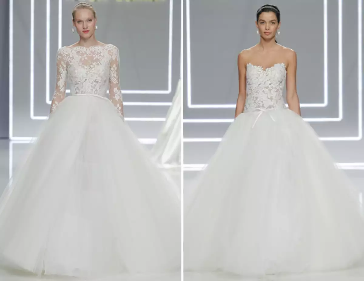 Rosa Clará enamoró a los asistentes con vestidos con ilusión de bodices.