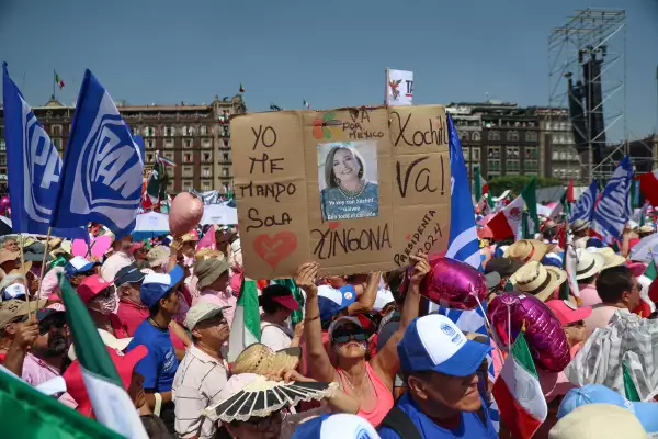 Rally in support of democracy at Zocalo Square, in Mexico City