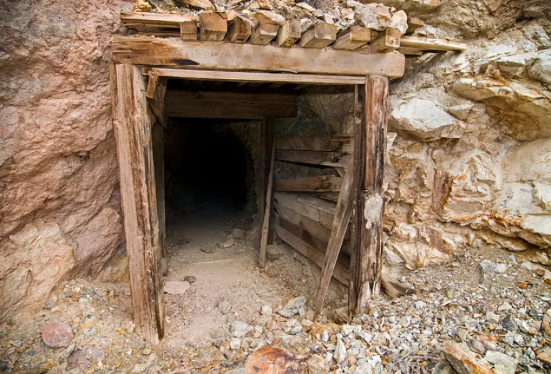 Abandoned mine entrance in Death Valley, California
