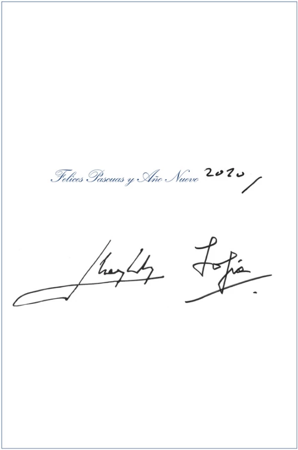 Felicitación de los reyes eméritos Juan Carlos y Sofía.