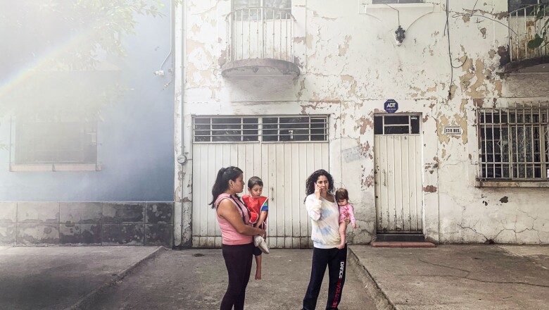 People react after an earthquake in Mexico City