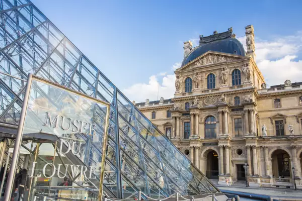 The pyramid at Louvre Museum in Paris, France
