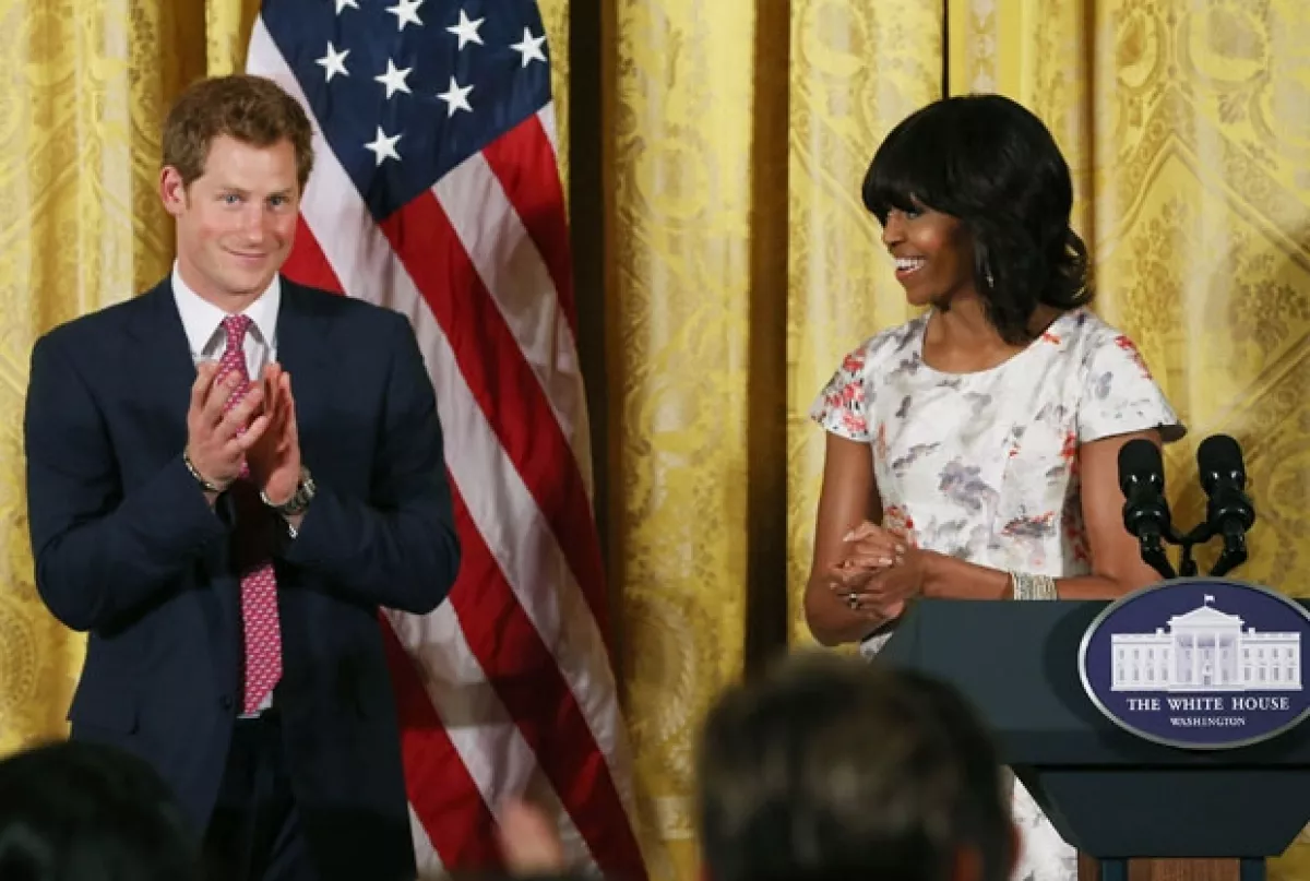 El Príncipe fue recibido con unas palabras de bienvenida por parte de la esposa del presidente de Estados Unidos, Barack Obama.