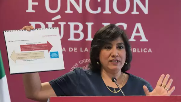 CIUDAD DE MÉXICO. 22NOVIEMBRE2019.- Irma Erendira Sandoval, secretaria de la Función Pública, ofreció conferencia de prensa para informar sobre los avances y acciones implementadas en contra de la corrupción, así como el anuncio del decreto por el que se expidirá la Ley Federal de Austeridad Republicana, en el Diario Oficial de la Federación- 
FOTO: MARIO JASSO /CUARTOSCURO.COM