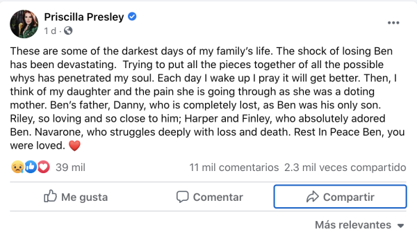 Mensaje de Priscilla Presley