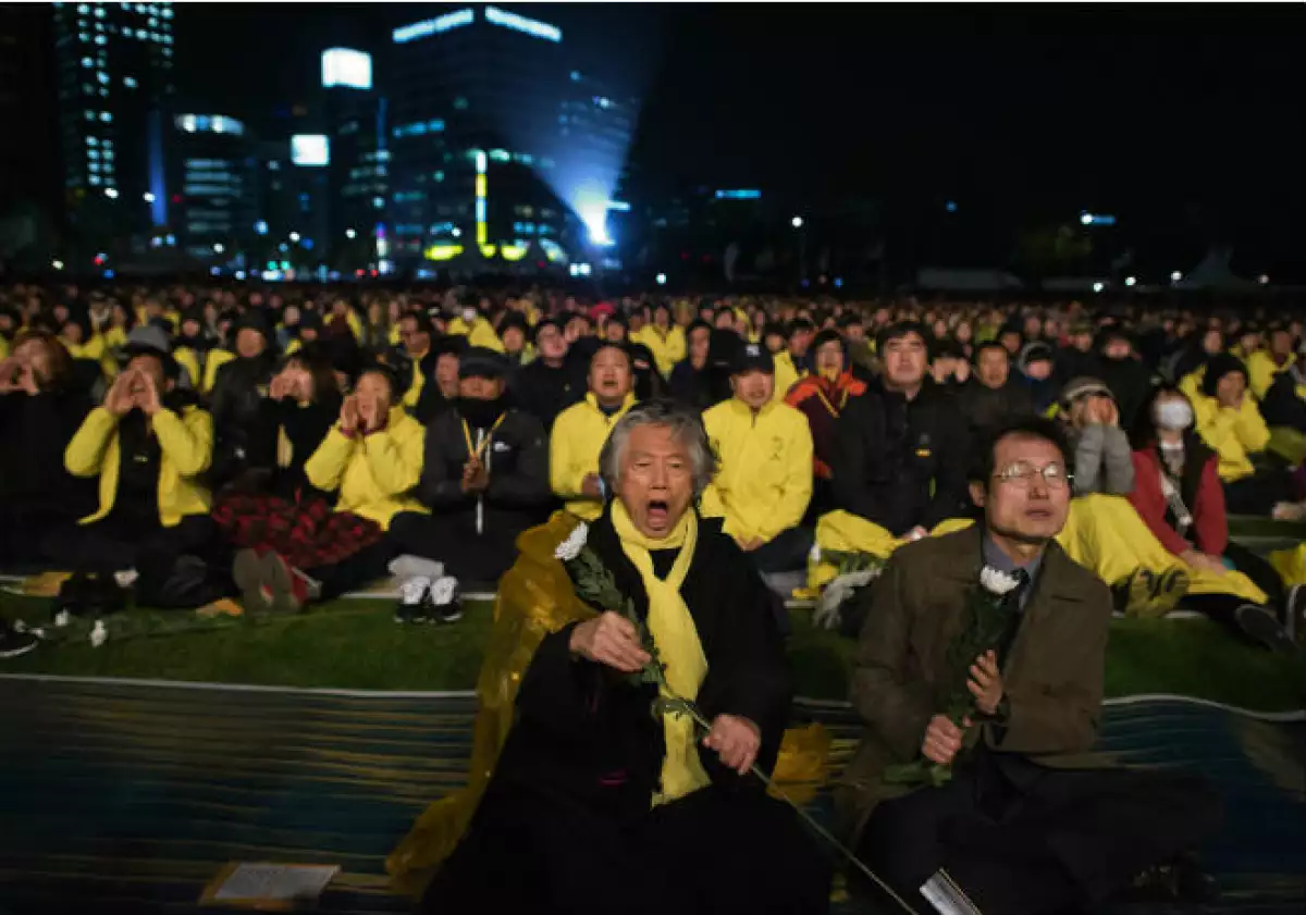 Familiares de las v�ctimas del Ferry Sewol, primer Aniversario