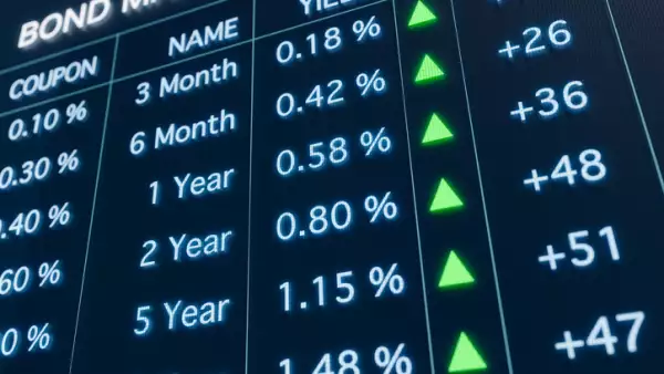 tabla de bolsa con cotizaciones de bonos