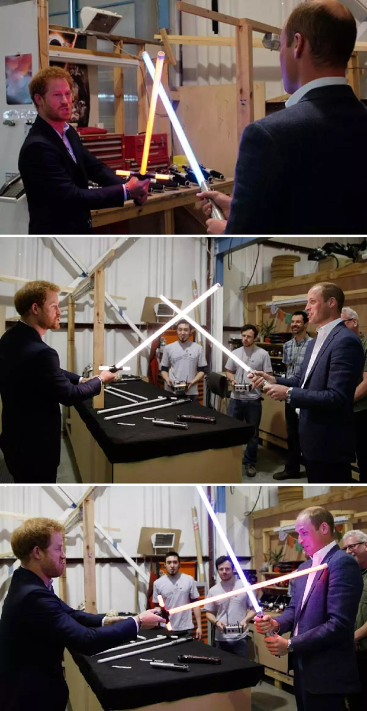 La pelea entre Harry y William con espadas láser como todos unos verdaderos jedi.