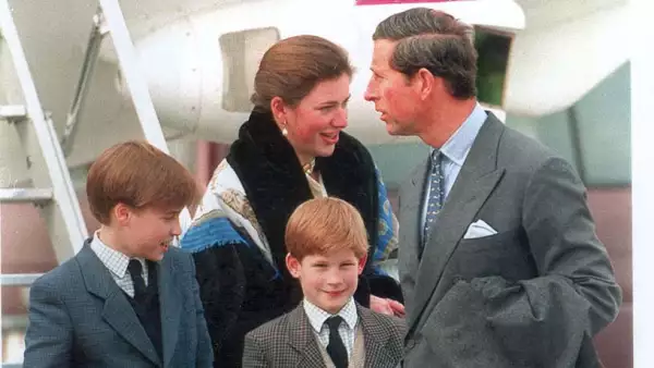 Príncipe Carlos, príncipe Guillermo, príncipe Harry y Tiggy Legge-Bourke