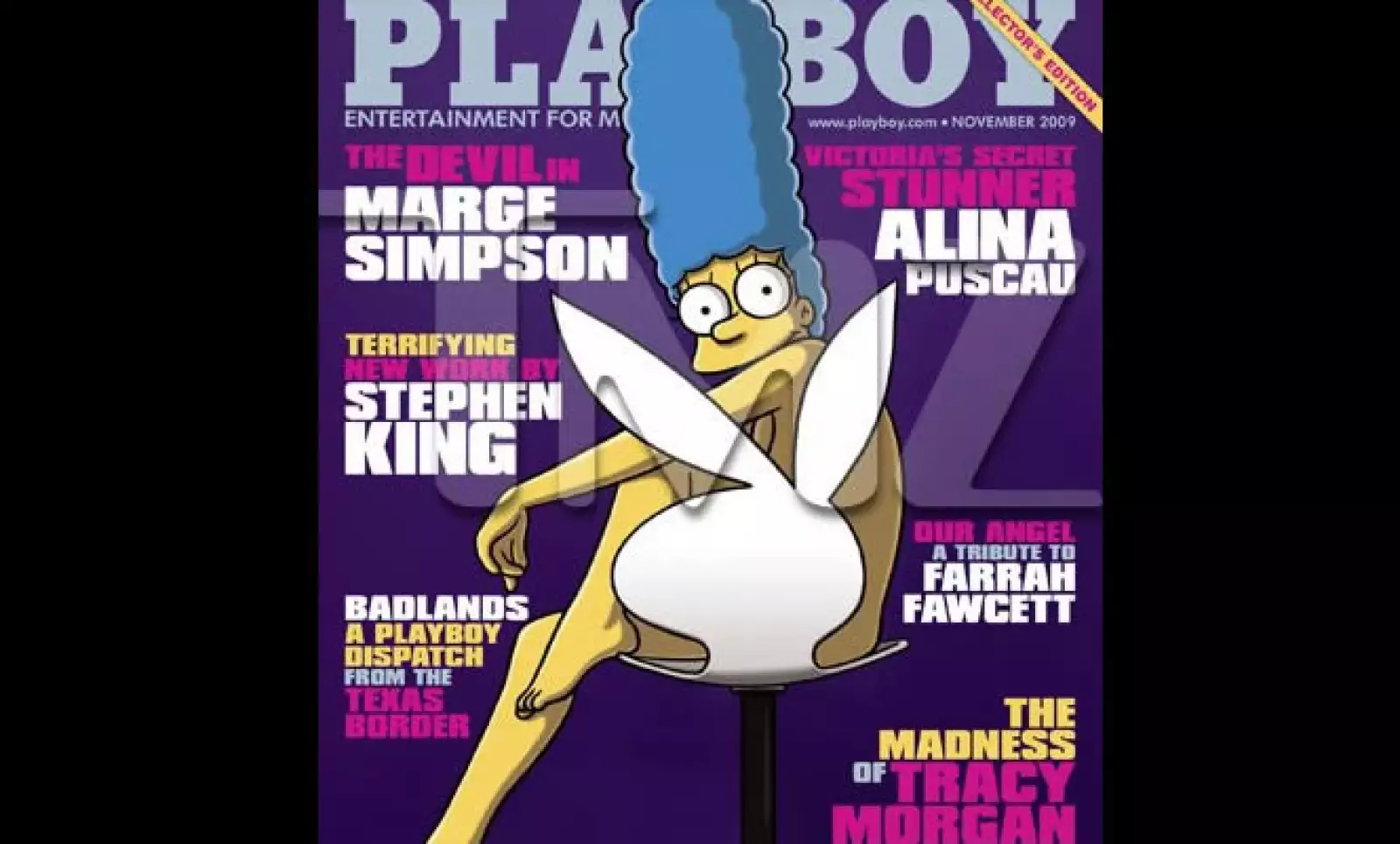 La portada de la edición de Noviembre de la revista Playboy será Marge Simpson. El portal de noticias del mundo del espectáculo TMZ adelanta que Marge además posa en ropa interior en un desplegado de 3 páginas al interior de la revista.