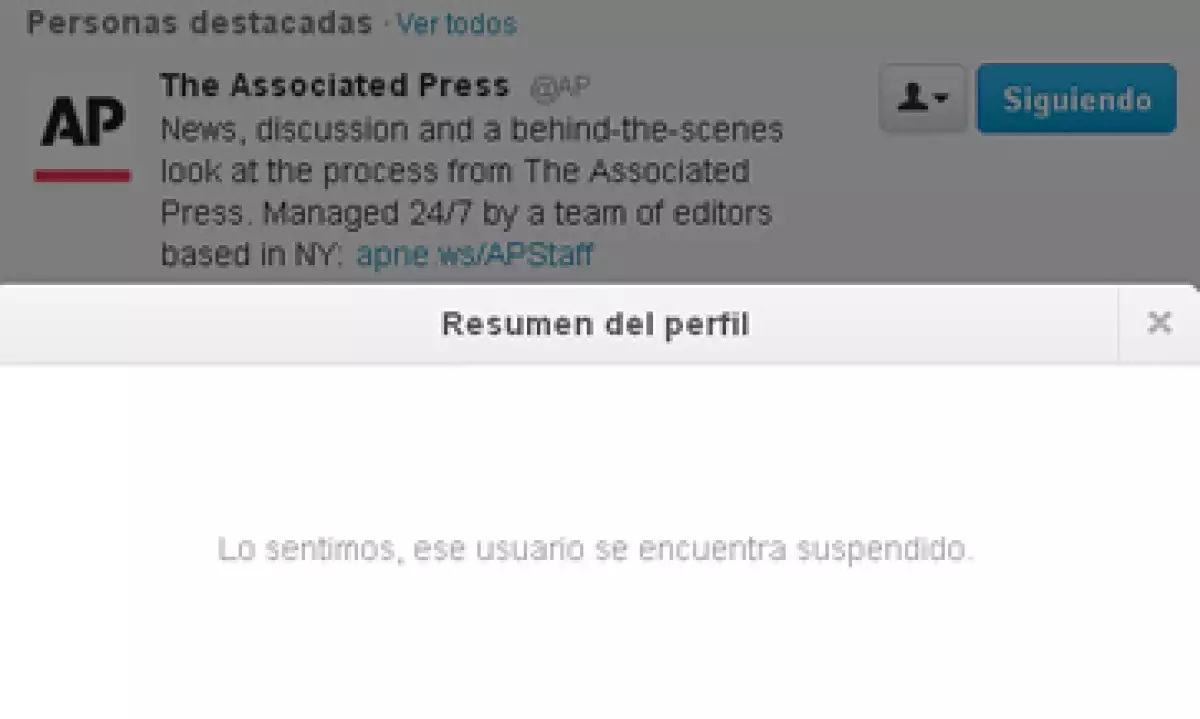 La cuenta de AP en Twitter fue suspendida por un breve lapso tras la publicación del tuit. (Foto: Especial)