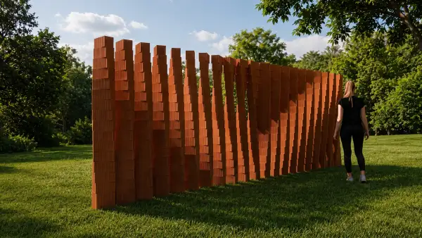 Obra del arquitecto Lucio Muniain elaborada con ladrillos de barro rojo en el Abierto de Diseño CDMX 2026. 
