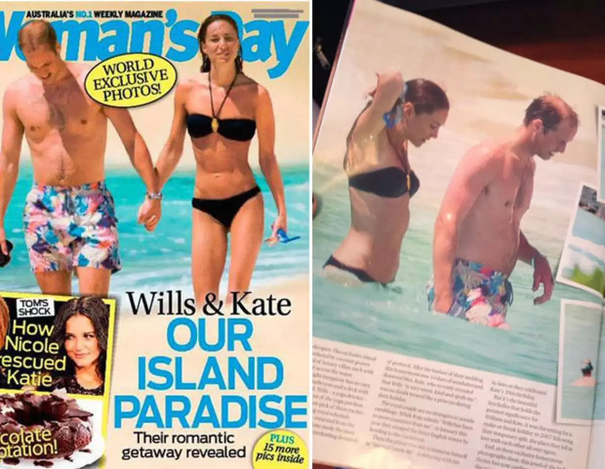 La revista australiana Woman´s day dio a conocer unas imágenes en exclusivas donde se ve a Middleton en traje de baño y disfrutando de la playa en compañía de su esposo.