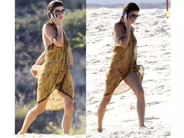 La guapa novia de George Clooney paseó por la playa.